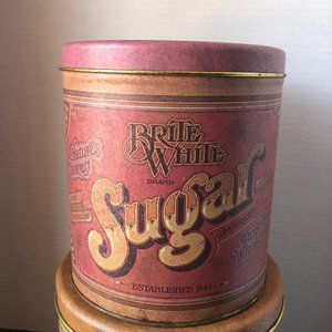 Vintage Brite White Sugar storage tin